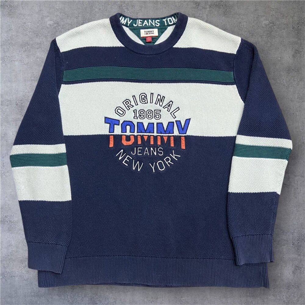 Tommy Jeans Hilfiger Vintage Y2K Crewneck Sweatshirt Embroidered Logo Men's XXL